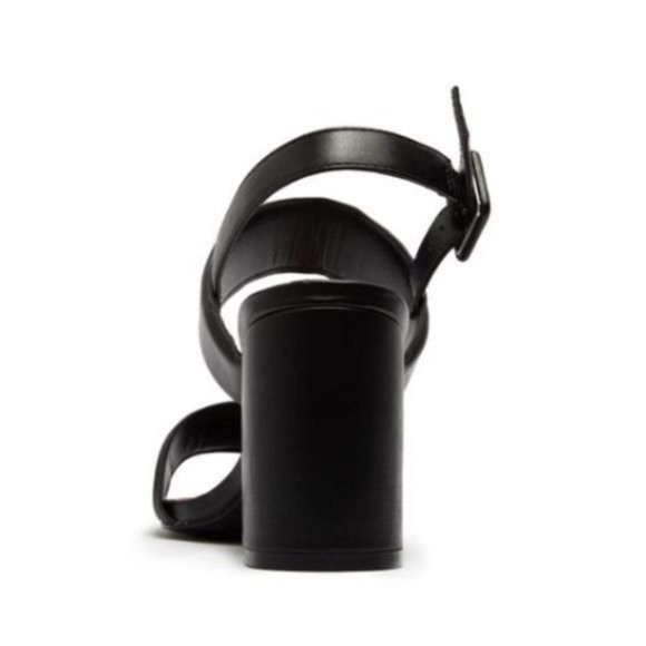 !! NEW !! Double Bland Square Toe Mid Heel Sandals in Black - Picture 4 of 7